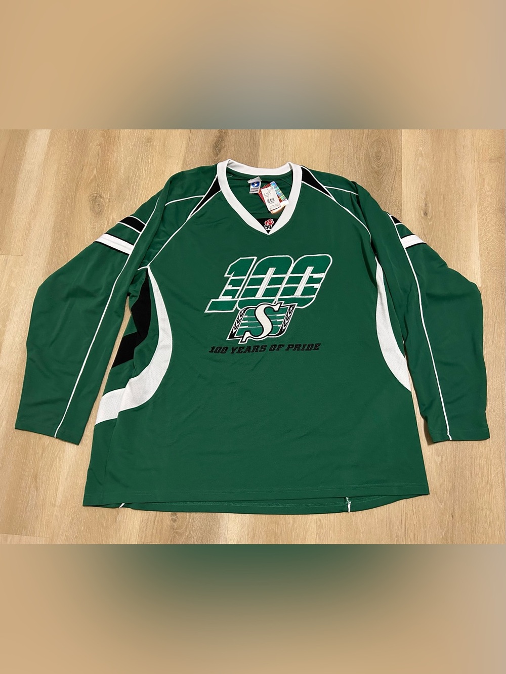 Saskatchewan Roughriders Green 100 Years Hockey Jersey